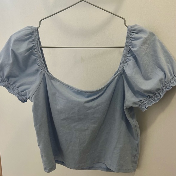 Baby blue puff sleeve crop top - Picture 3 of 3